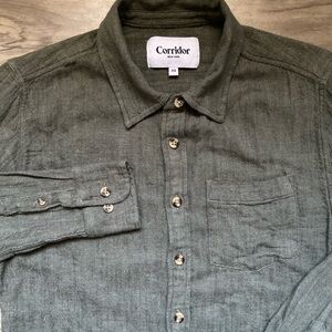 Corridor Olive Casual woven Button Down Shirt